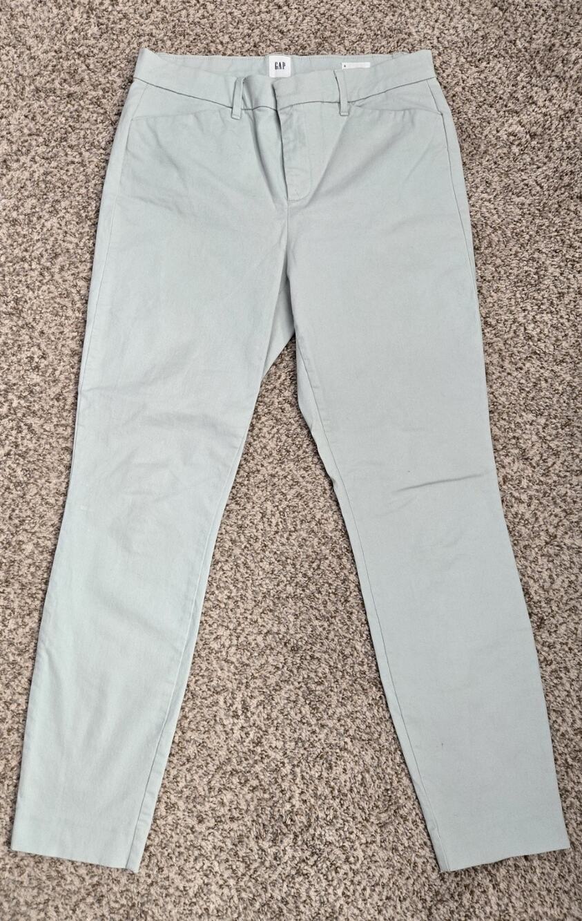 GAP Signature Skinny Ankle Chino Pants Light Gray Stretch Work Khakis Size 6